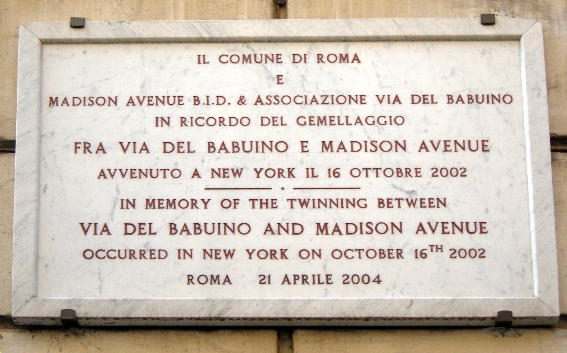 Gemellaggio_Via_del_Babuino_Rome_-_Madison_Avenue_NY