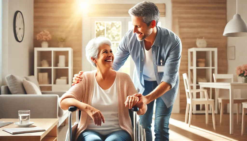 Persona accudita da infermiere specializzato grazie ad una polizza long term care o ltc